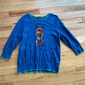 Lands' End Blue Sweater with Green Trim